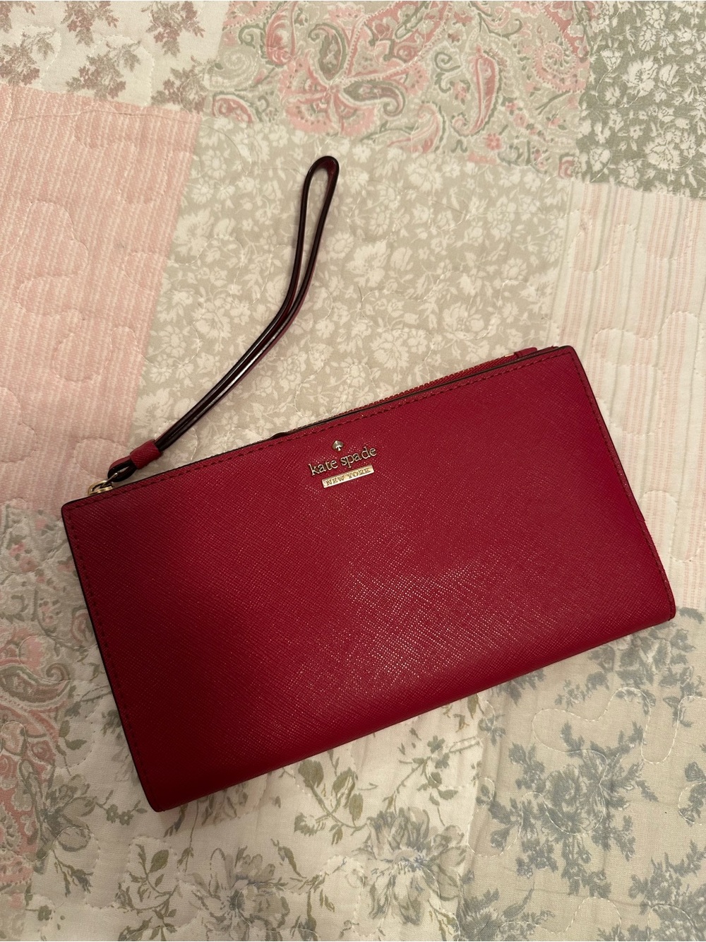 kate spade Red Saffiano Leather Wristlet
